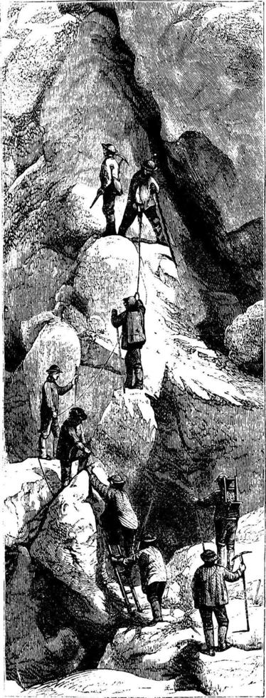 hommes randonnée, illustration vintage vecteur