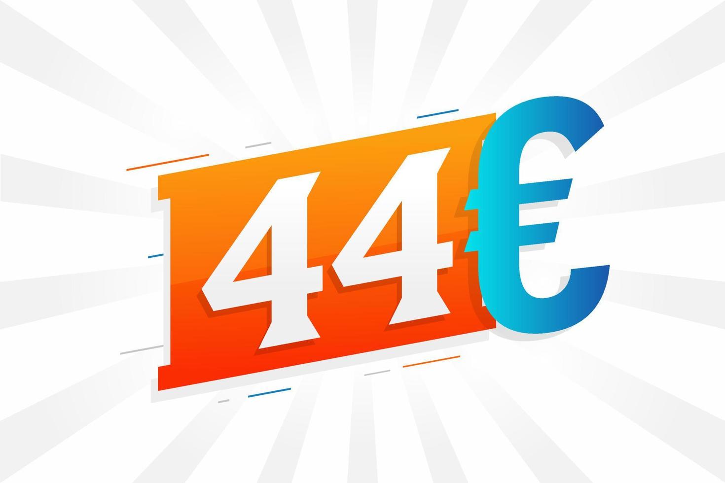 Symbole de texte vectoriel de devise de 44 euros. 44 euros vecteur de stock d'argent de l'union européenne