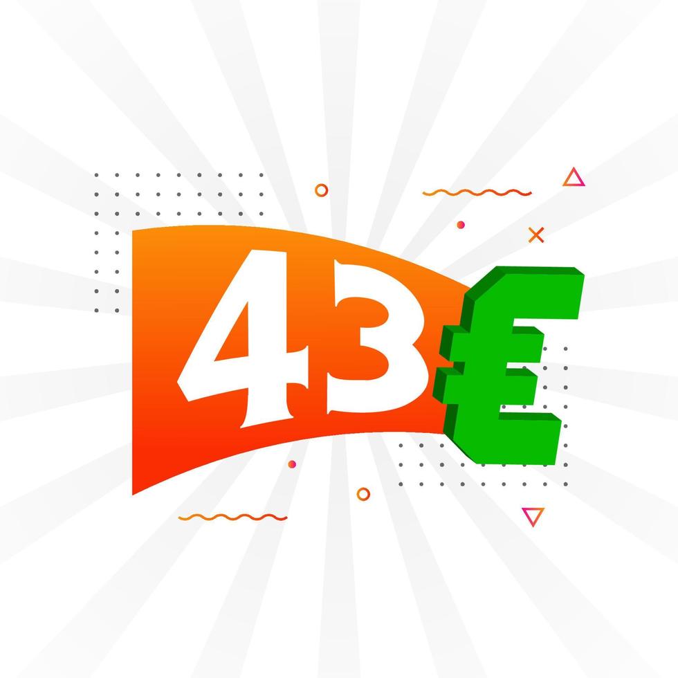 43 symbole de texte vectoriel de devise euro. 43 euro union européenne argent vecteur de stock