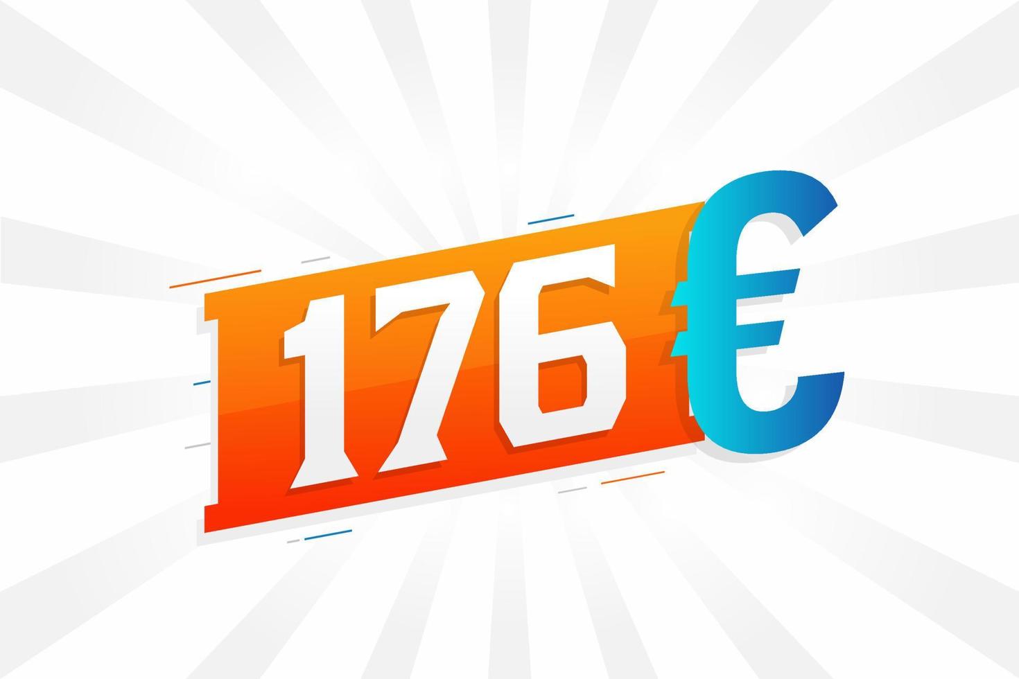 Symbole de texte vectoriel de devise de 176 euros. 176 euro union européenne argent vecteur de stock