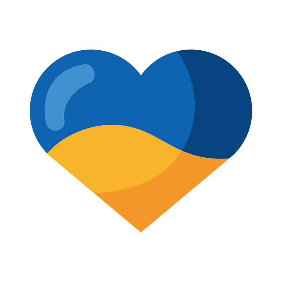 drapeau ukrainien dans le coeur vecteur