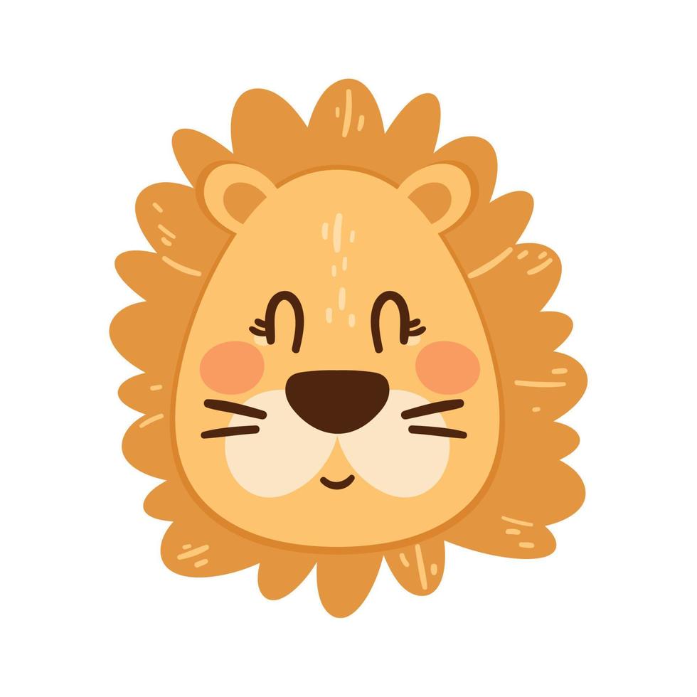 tête d'animal lion mignon vecteur