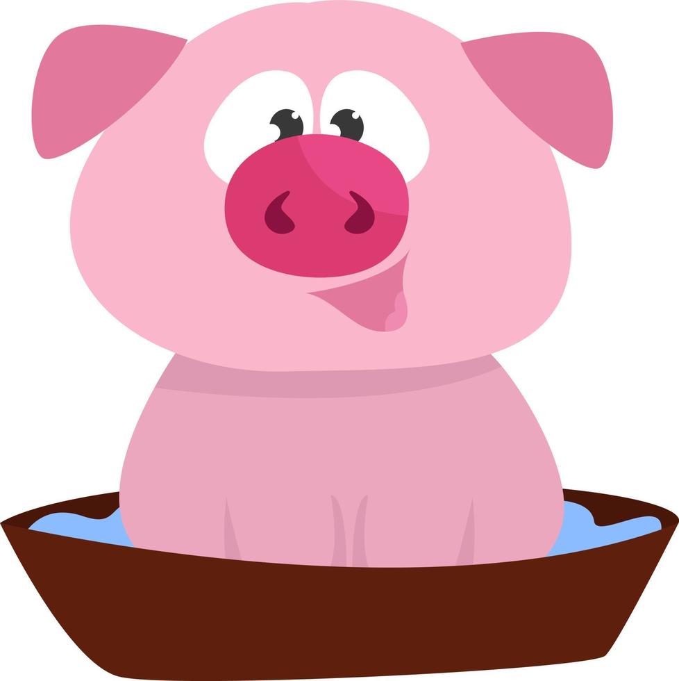 Cochon prenant un bain, illustration, vecteur sur fond blanc.