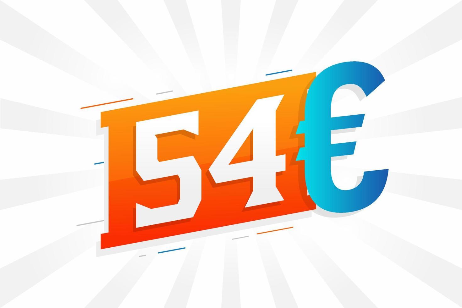 Symbole de texte vectoriel de devise de 54 euros. 54 euros vecteur de stock d'argent de l'union européenne