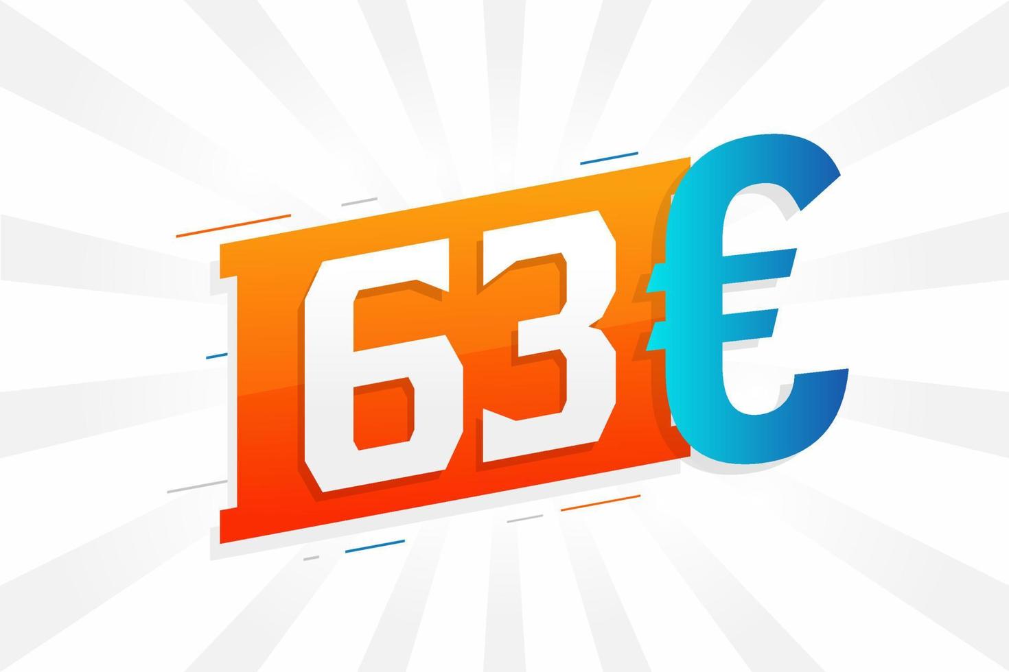 63 symbole de texte vectoriel de devise euro. 63 euros vecteur de stock d'argent de l'union européenne