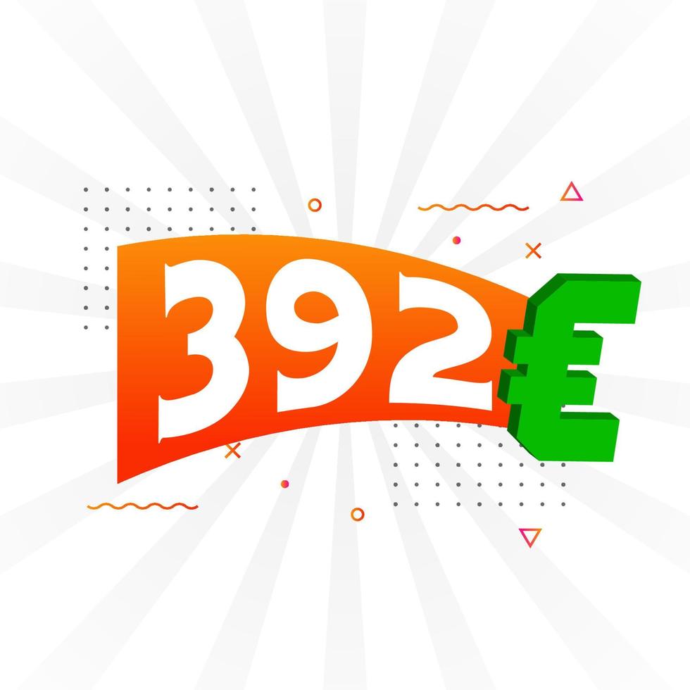Symbole de texte vectoriel de devise 392 euros. 392 euros vecteur de stock d'argent de l'union européenne