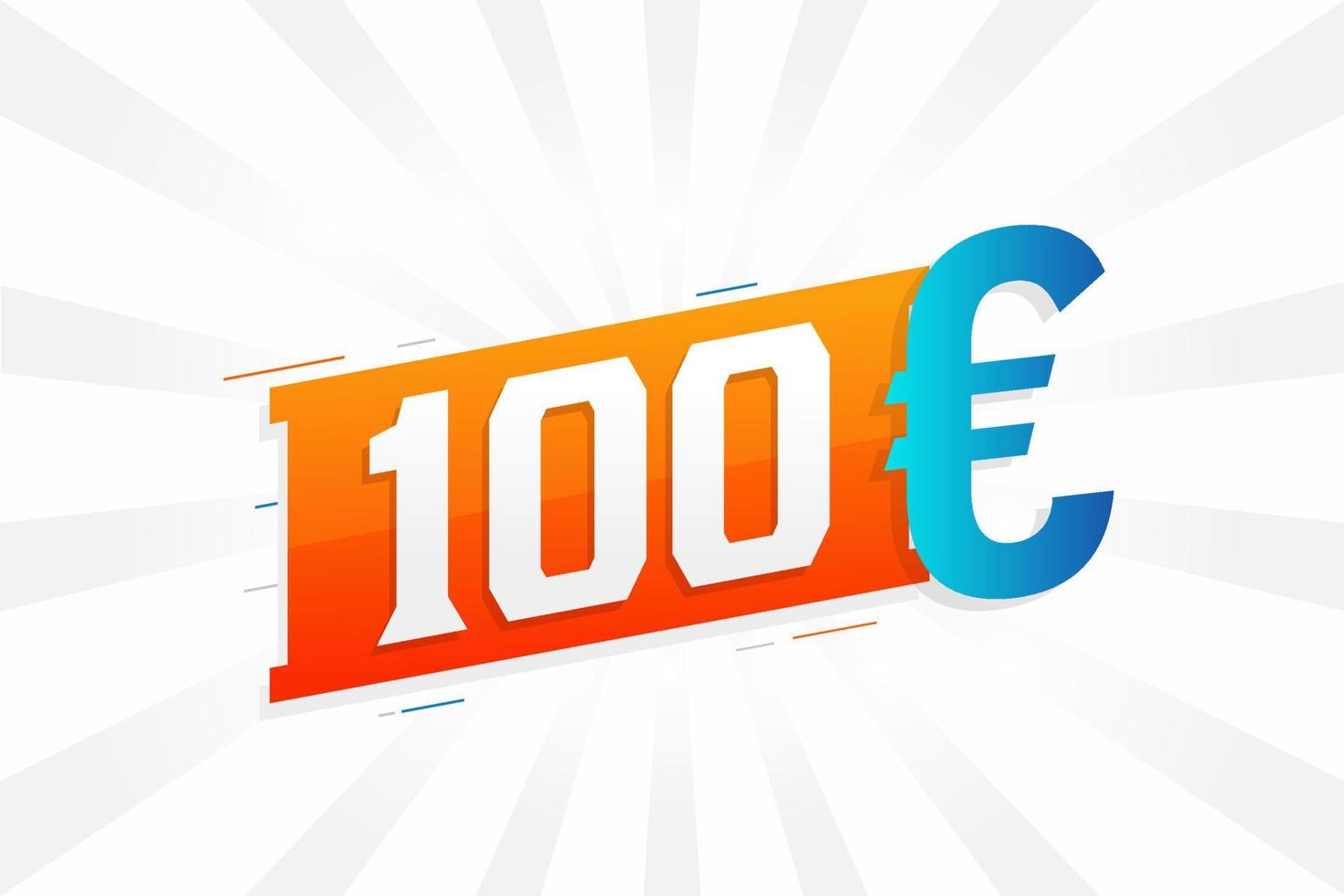 Symbole de texte vectoriel de devise de 100 euros. 100 euros vecteur de stock d'argent de l'union européenne