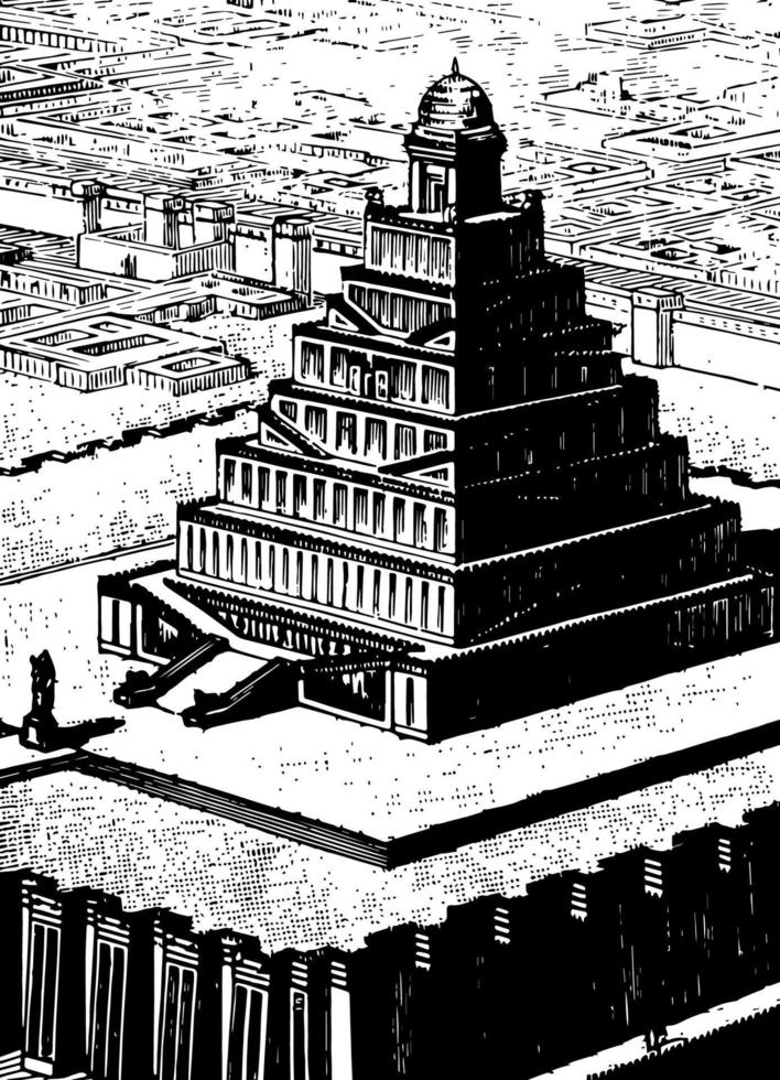 illustration vintage du temple chaldéen. vecteur