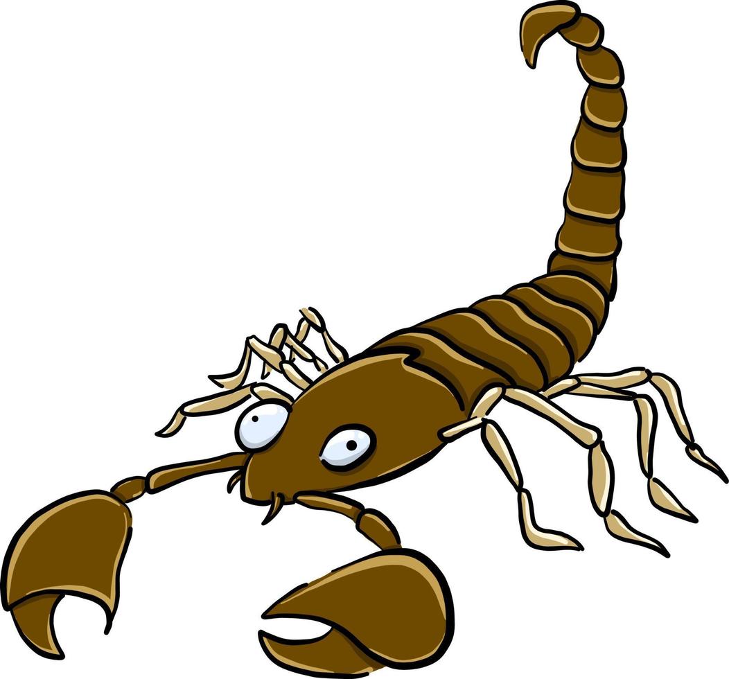 Scorpion brun , illustration, vecteur sur fond blanc