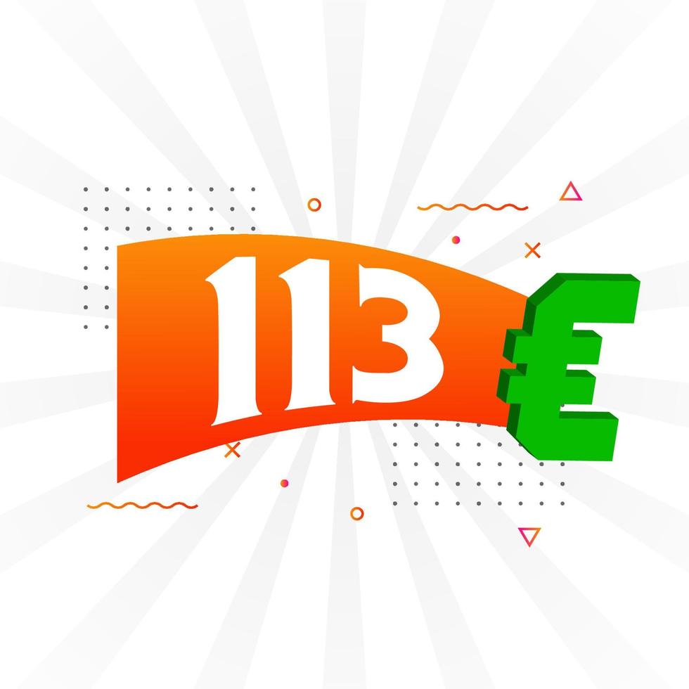 Symbole de texte vectoriel de devise de 113 euros. 113 euros vecteur de stock d'argent de l'union européenne