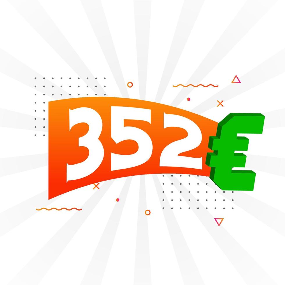 Symbole de texte vectoriel de devise 352 euros. 352 euros vecteur de stock d'argent de l'union européenne