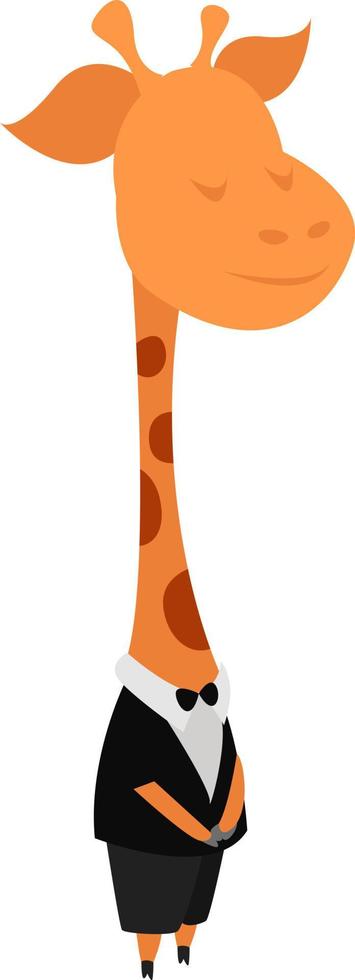 Girafe en costume , illustration, vecteur sur fond blanc