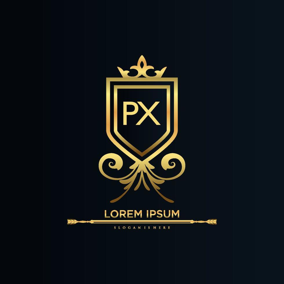 lettre px initiale avec modèle royal.élégant avec vecteur de logo de couronne, illustration vectorielle de logo de lettrage créatif.