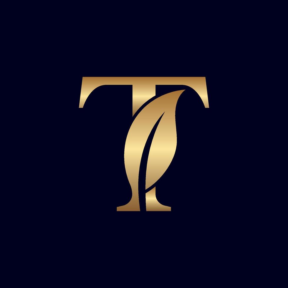 logo or t avec feuille vecteur