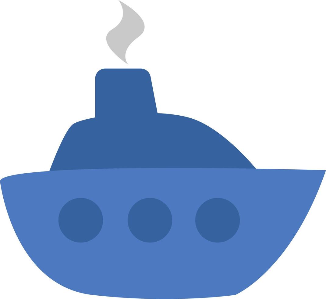 bateau bleu, illustration, vecteur sur fond blanc.