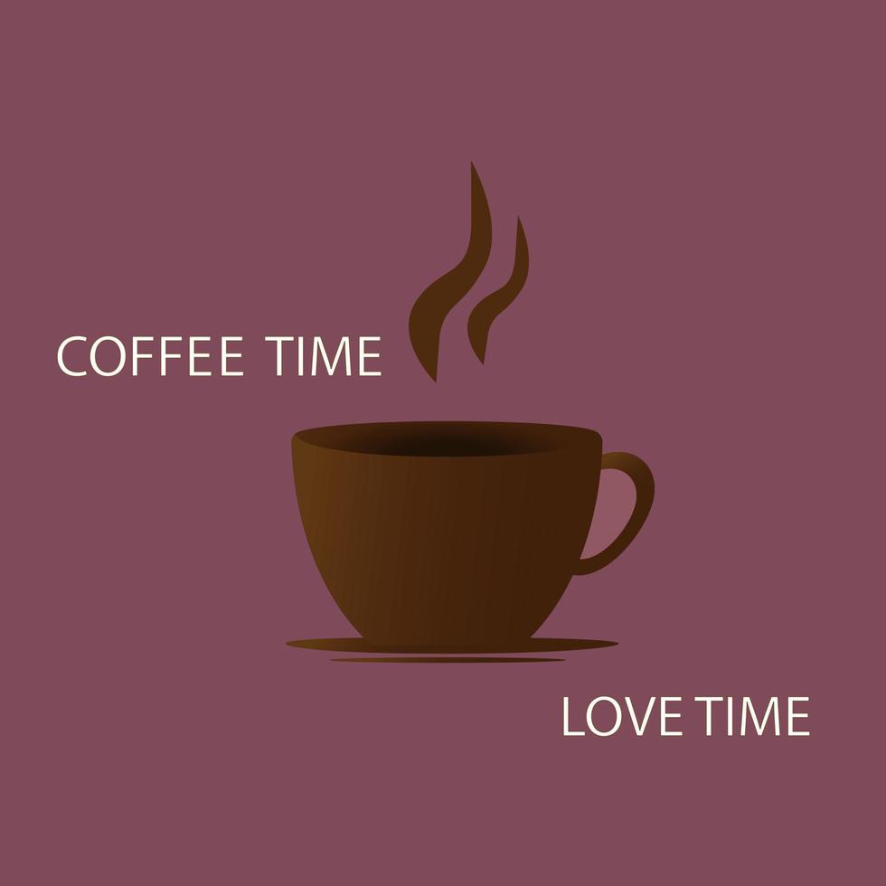icône plate de vecteur de tasse de café. tasse avec amour. conception d'art coloré pour l'impression de carte de voeux, invitation, affiche, menu de café.illustration vectorielle