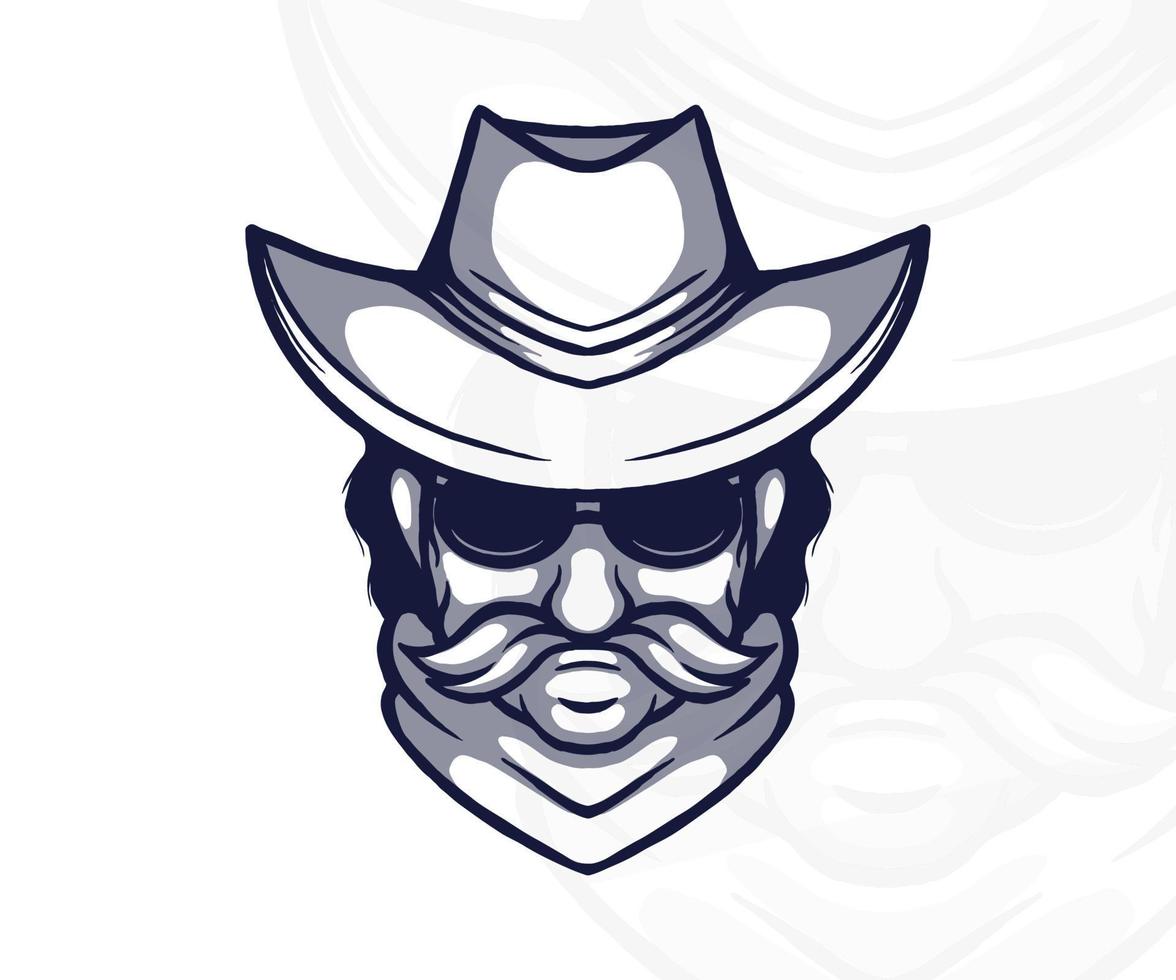 illustration vectorielle de logo de mascotte de cow-boy. fond blanc. vecteur