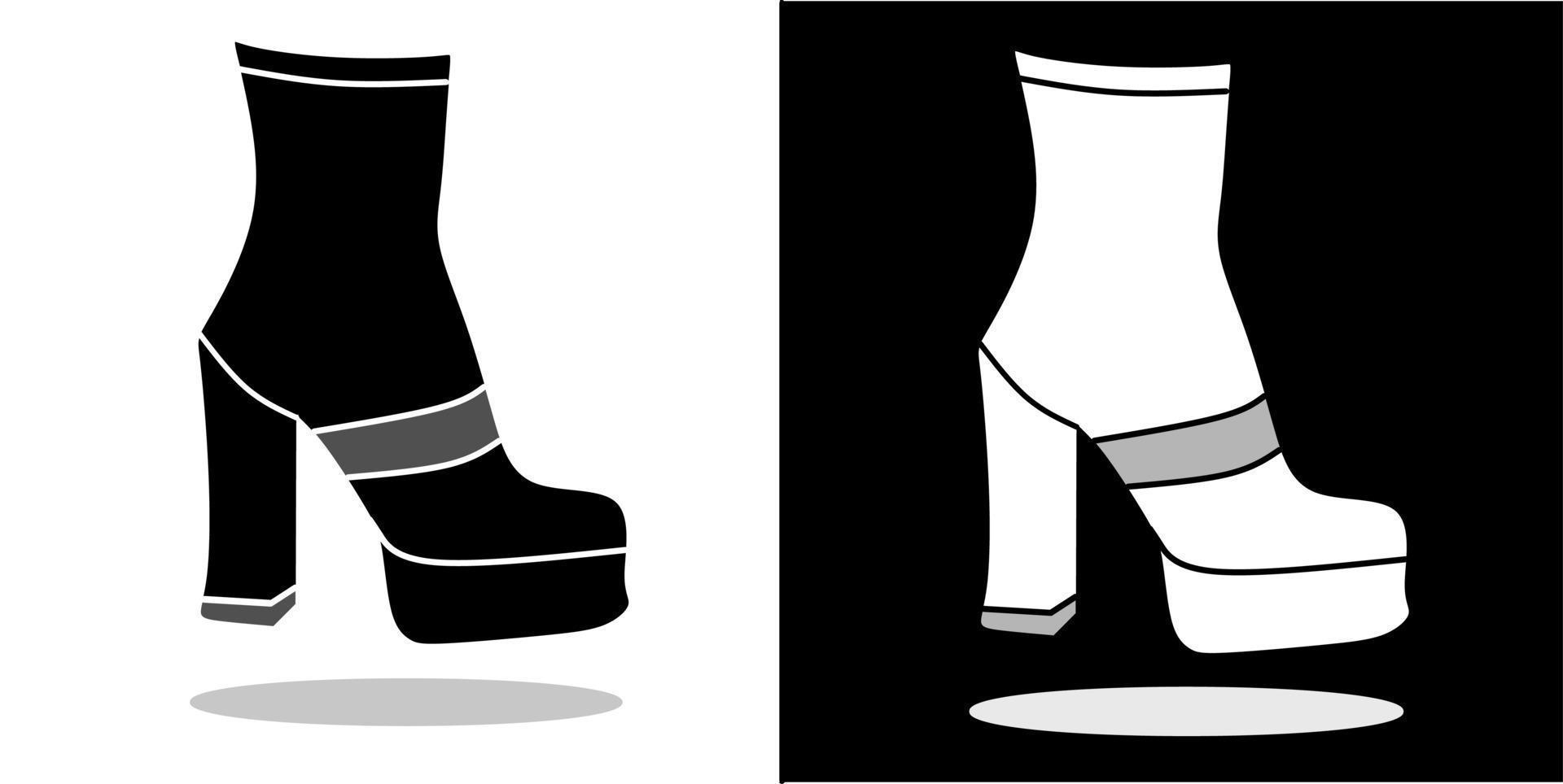 illustration vectorielle de chaussures, isolées sur fond noir et blanc vecteur