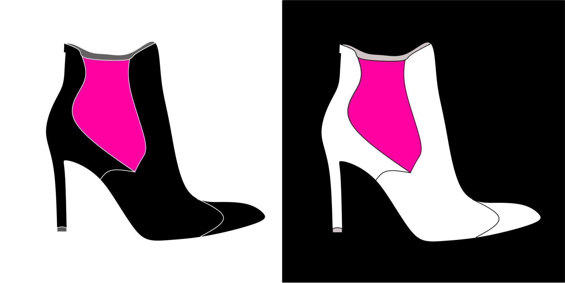 illustration vectorielle de chaussures, isolées sur fond noir et blanc vecteur