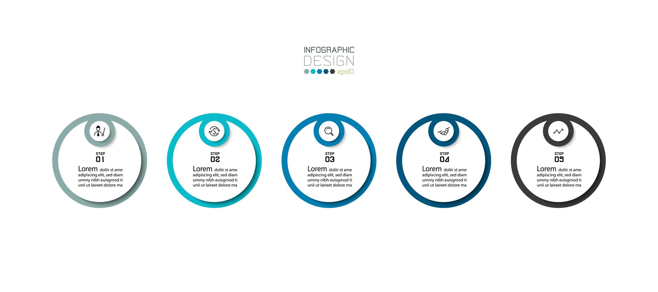 présentation d'infographie ronde moderne en 5 étapes vecteur