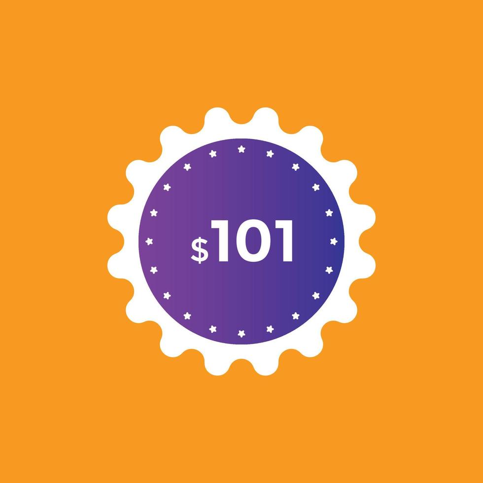 Bannière de promotion de vente de mois de 101 dollars us. offre spéciale, étiquette de prix de 101 dollars par mois, bouton acheter maintenant. concept de marketing de promotion commerciale ou commerciale vecteur