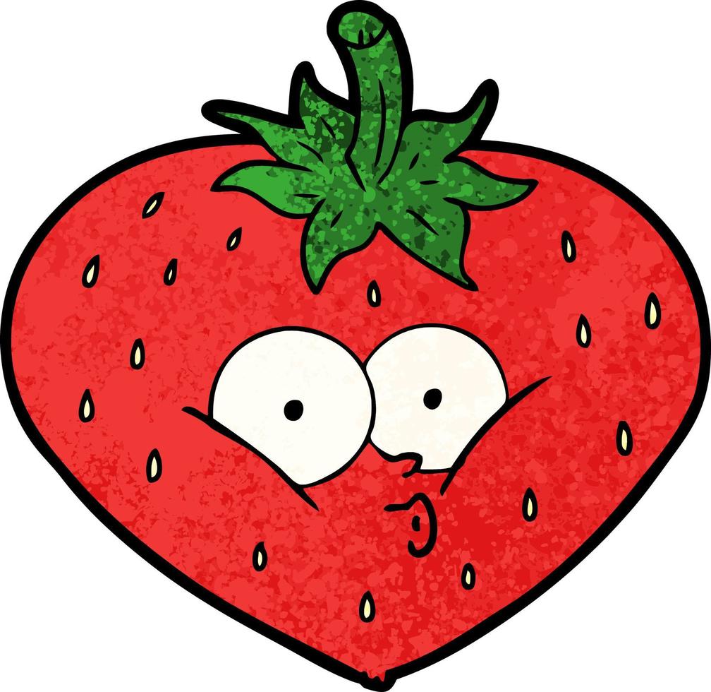 rétro grunge texture dessin animé mignon fraise vecteur