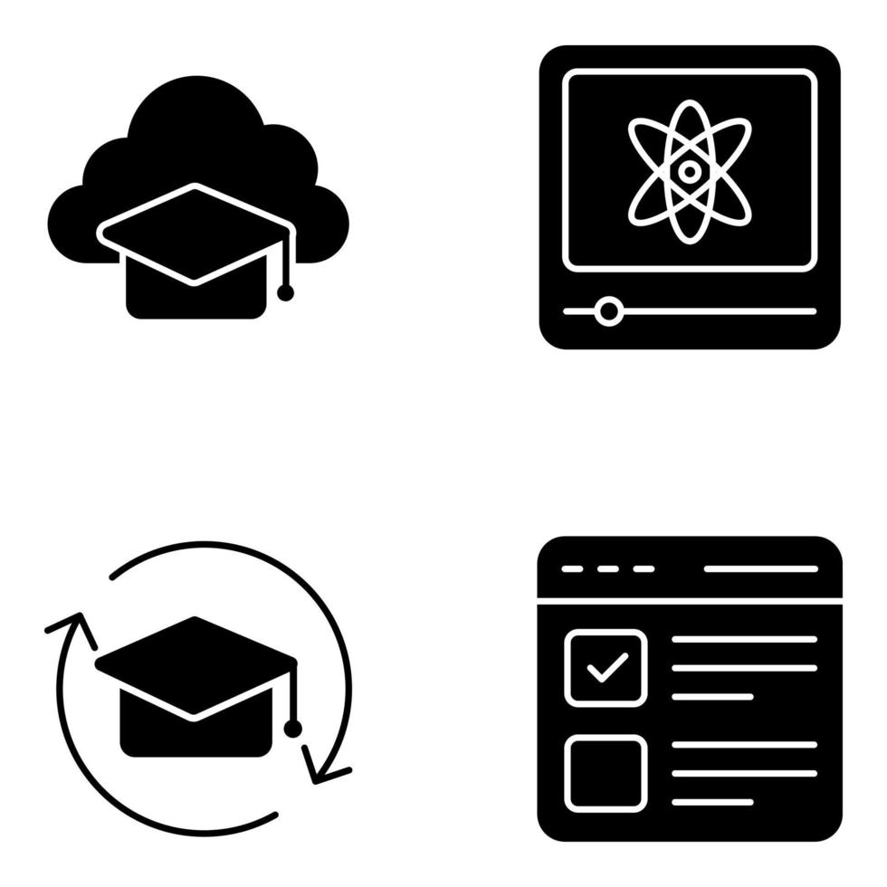 pack d'icônes solides d'éducation, d'étude et d'apprentissage vecteur