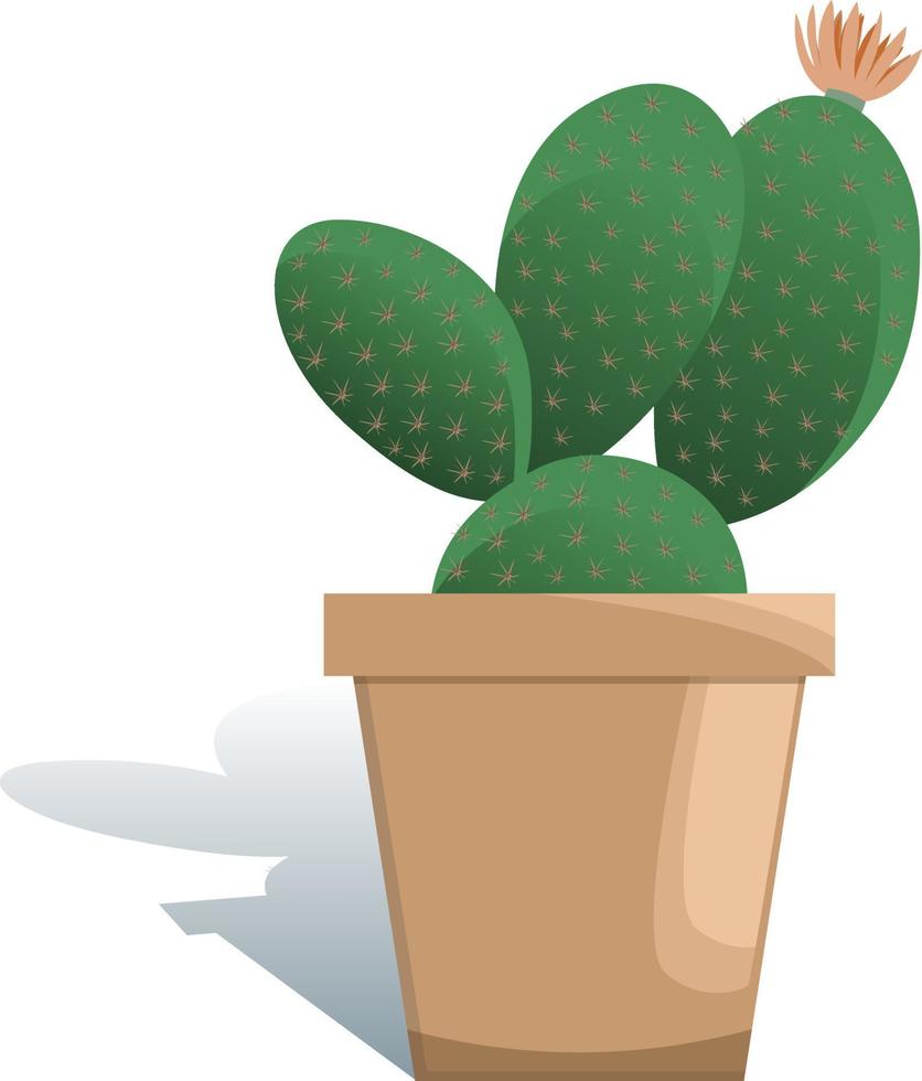 illustration vectorielle d'opuntia de plante d'intérieur en pot. succulente dans un style plat moderne. isolé sur fond blanc vecteur