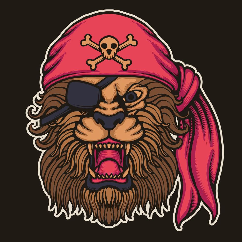 le visage du lion pirate vecteur