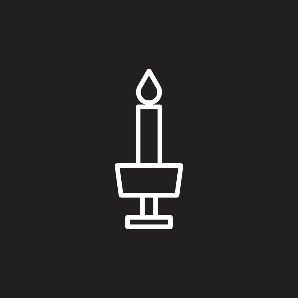 eps10 vecteur blanc icône d'art abstrait chandelier isolé sur fond noir. symbole de contour de bougeoir dans un style moderne simple et plat pour la conception de votre site Web, votre logo et votre application mobile