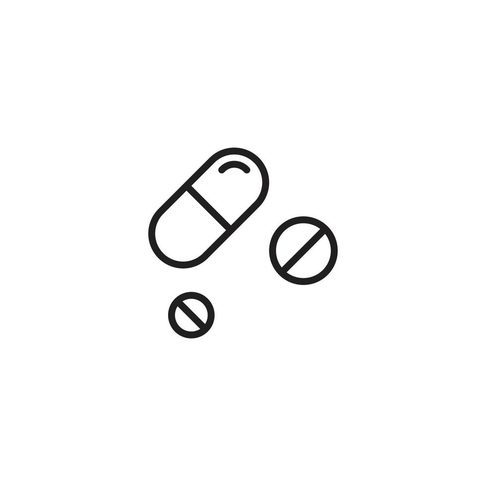 eps10 vecteur noir éviter ou pas d'icône d'art en ligne de médicaments isolé sur fond blanc. pilules et symboles de contour de capsule dans un style moderne et plat simple pour la conception, le logo et l'application mobile de votre site Web