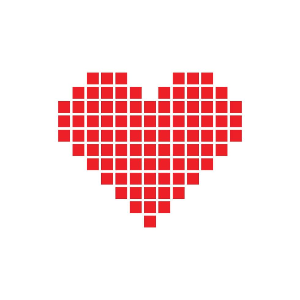 eps10 vecteur rouge pixel art coeur abstrait solide icône isolé sur fond blanc. symbole d'amour dans un style moderne et plat simple pour la conception de votre site Web, votre logo et votre application mobile