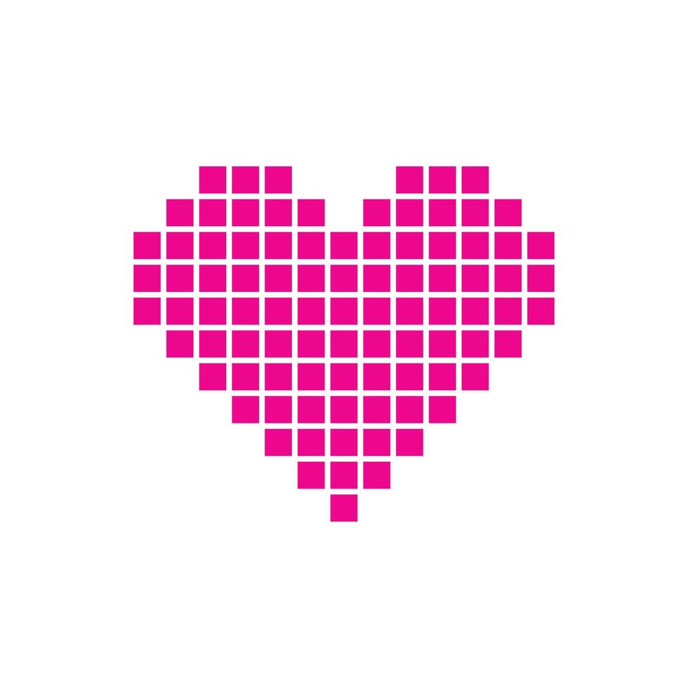 eps10 vecteur rose pixel art coeur abstrait solide icône isolé sur fond blanc. symbole d'amour dans un style moderne et plat simple pour la conception de votre site Web, votre logo et votre application mobile