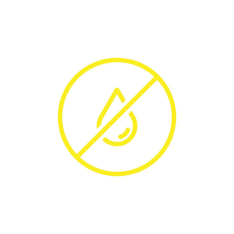 eps10 vecteur jaune icône d'art en ligne sans graisse ou huile isolée sur fond blanc. symbole de contour interdit de goutte d'eau dans un style moderne simple et plat pour la conception de votre site Web, votre logo et votre application mobile