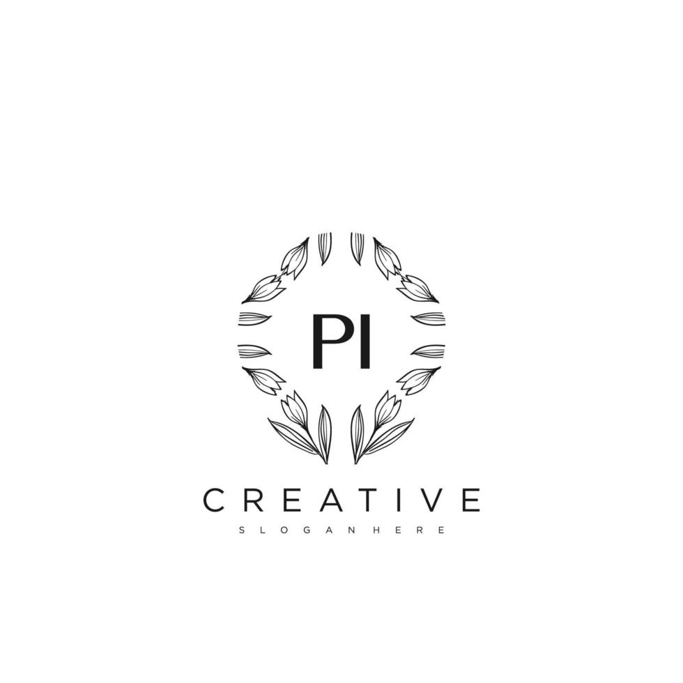 pi lettre initiale fleur logo modèle vecteur art vectoriel premium