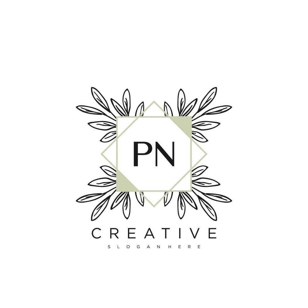 pn lettre initiale fleur logo modèle vecteur art vectoriel premium