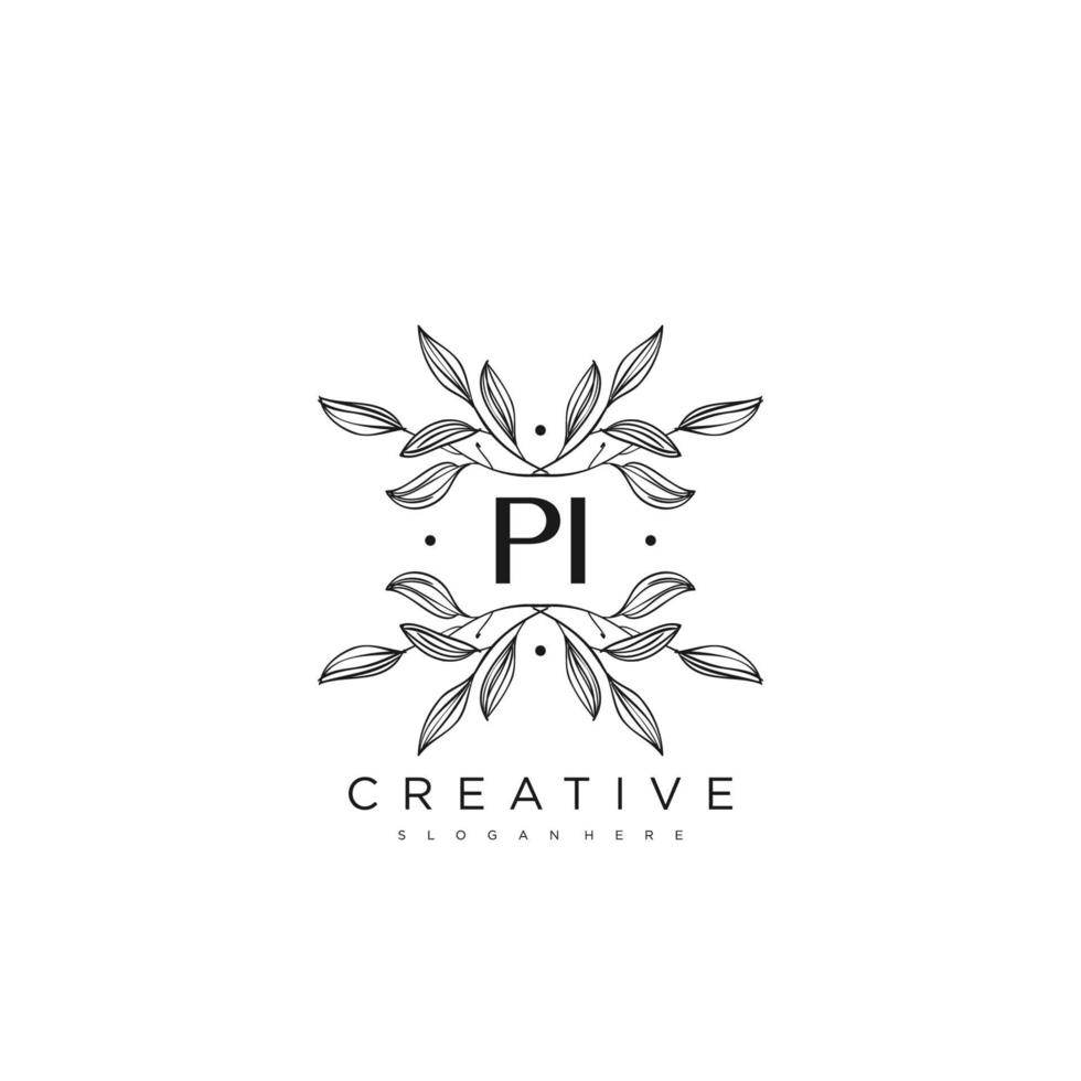 pi lettre initiale fleur logo modèle vecteur art vectoriel premium