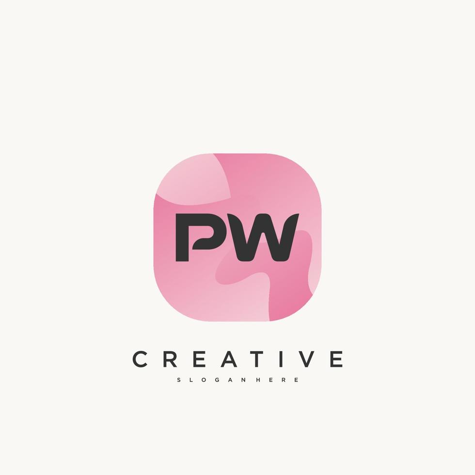 pw lettre initiale logo coloré icône éléments de modèle de conception art vectoriel