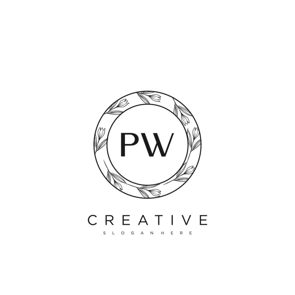 pw lettre initiale fleur logo modèle vecteur art vectoriel premium