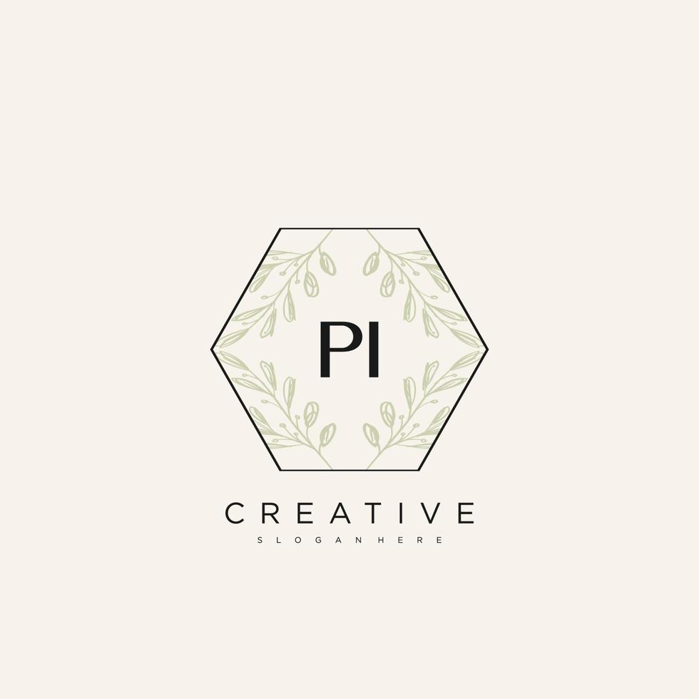 pi lettre initiale fleur logo modèle vecteur art vectoriel premium