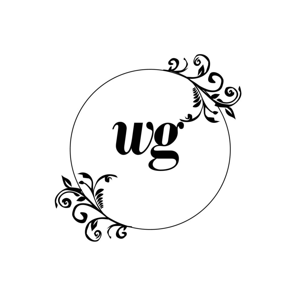 initiale wg logo monogramme lettre élégance féminine vecteur