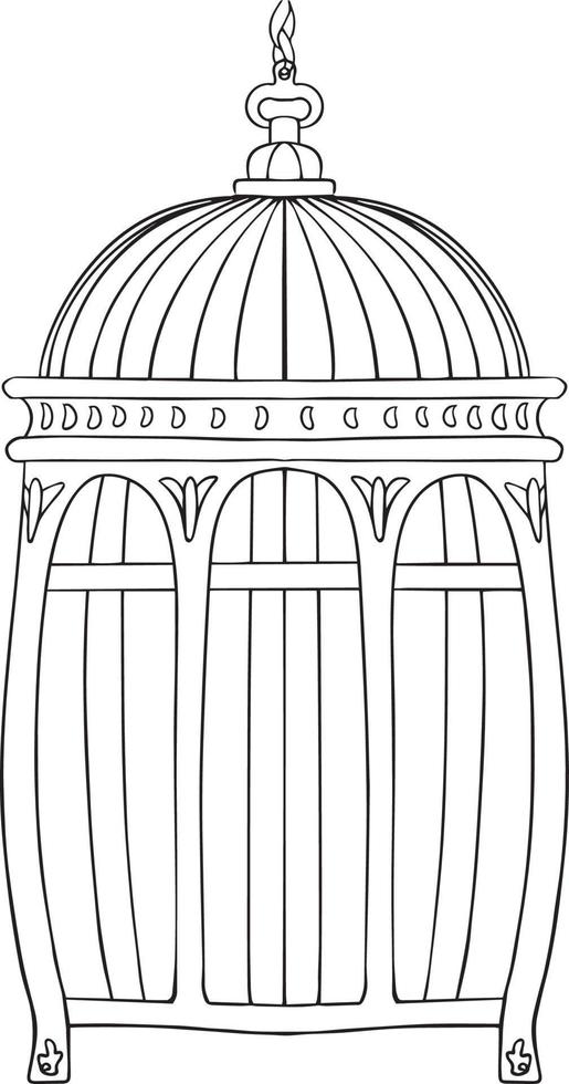 cage pour croquis d'oiseaux. dessin vectoriel noir et blanc. pour les livres de coloriage et de design.