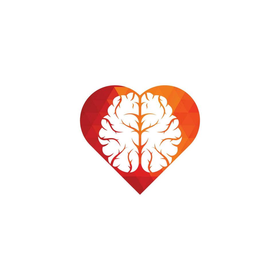 création de logo de concept de forme de coeur de cerveau. remue méninges puissance pensée cerveau logotype icône vecteur