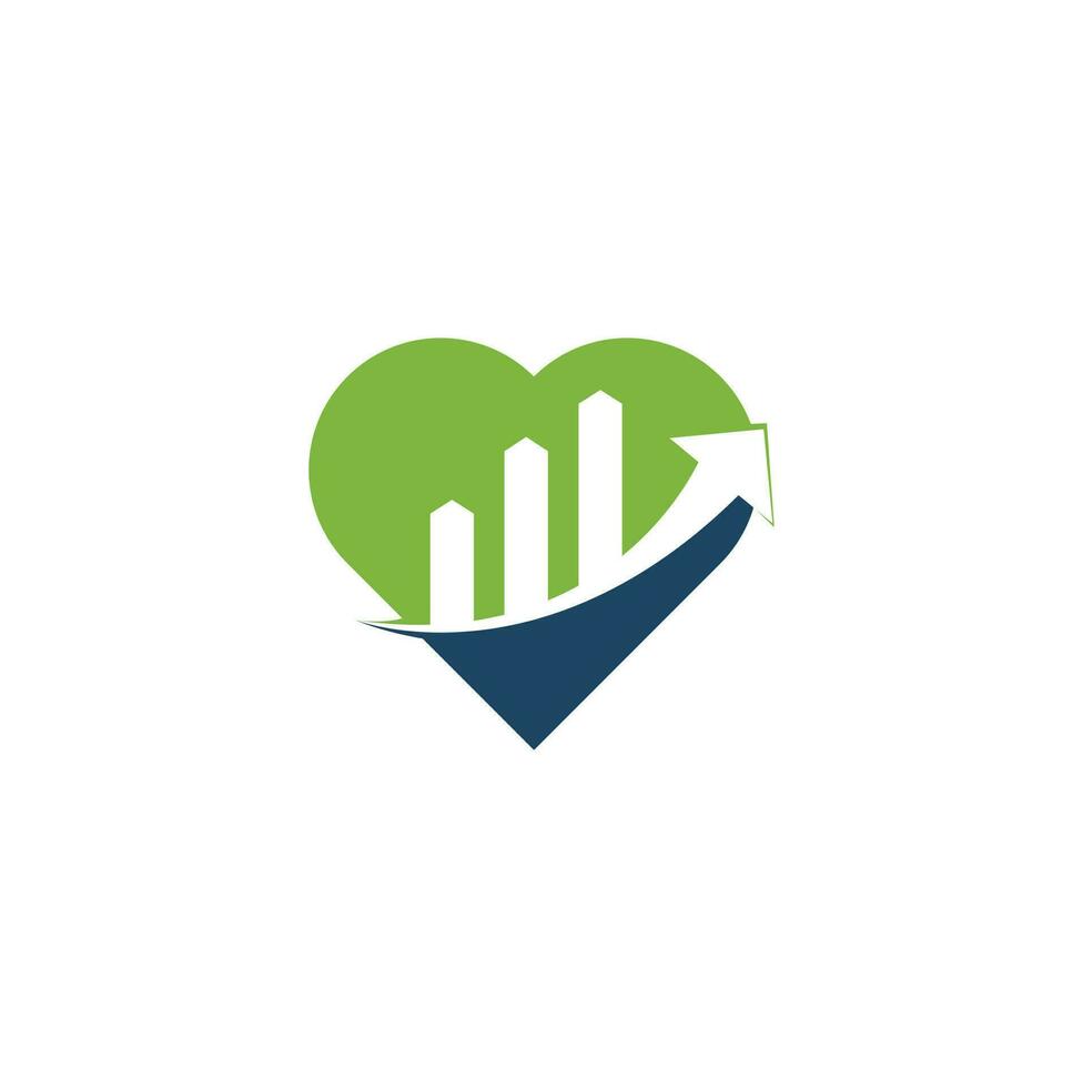 business finance heart shape concept logo template vector icon design. logo des finances. icône du logo de la productivité des entreprises de la barre graphique des finances de l'économie.