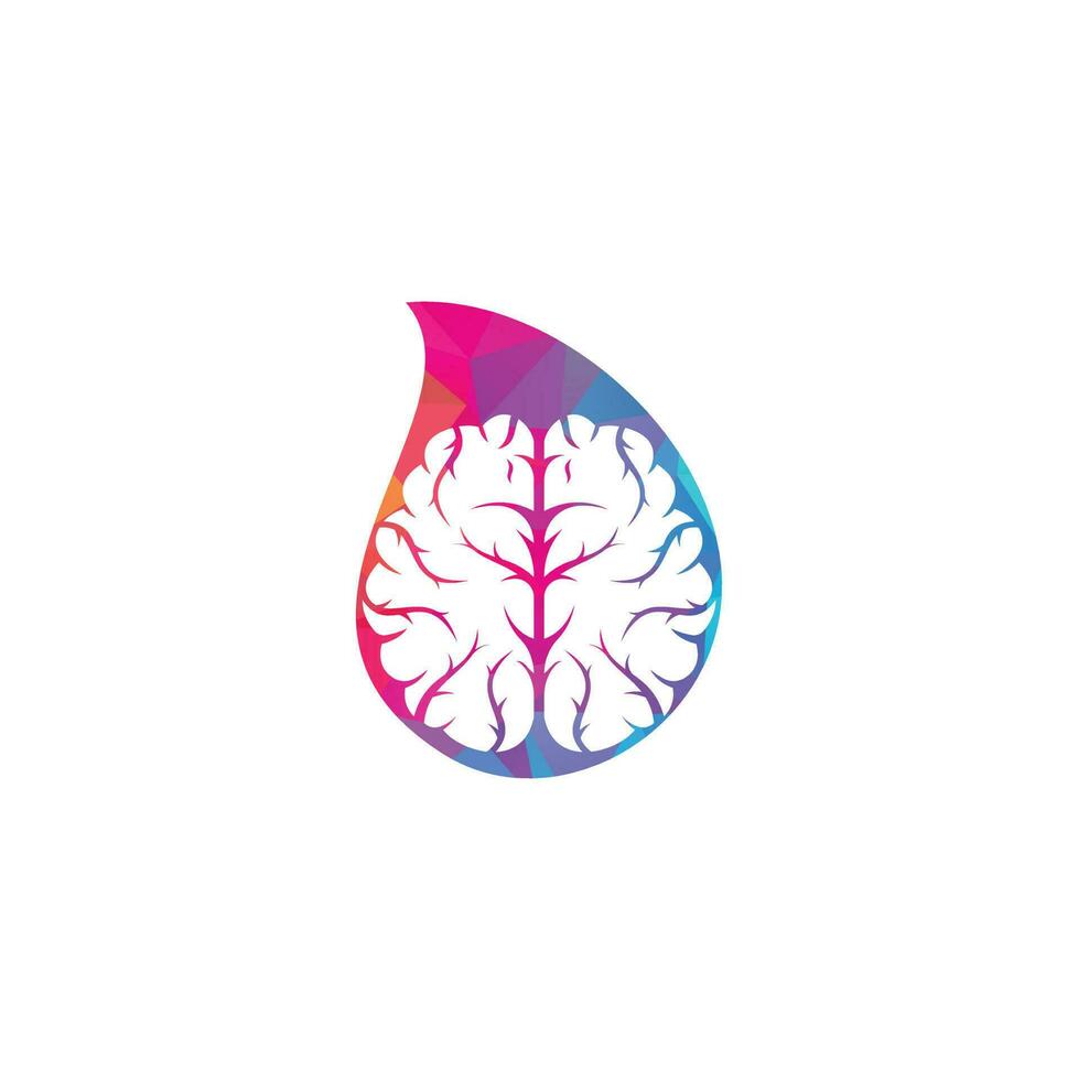 création de logo de concept de forme de goutte de cerveau. remue méninges puissance pensée cerveau logotype icône vecteur