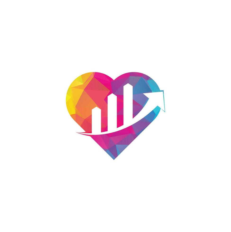 business finance heart shape concept logo template vector icon design. logo des finances. icône du logo de la productivité des entreprises de la barre graphique des finances de l'économie.