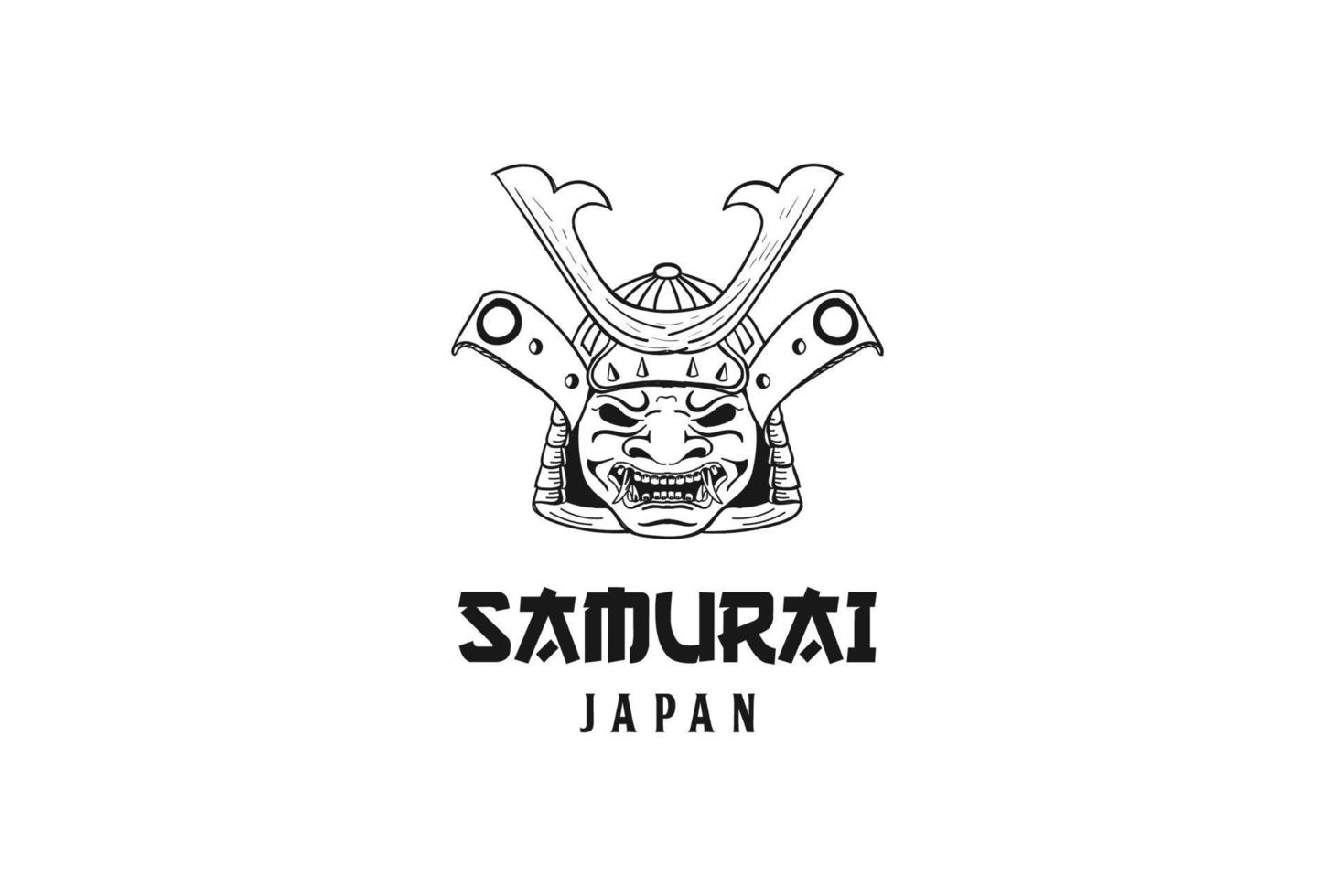 masque de samouraï japonais vintage visage tête logo design vecteur