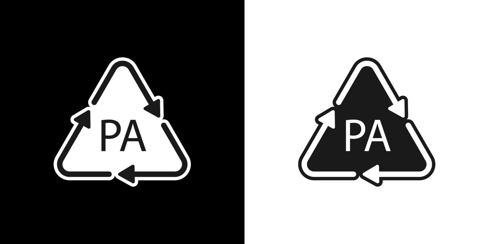 symbole de recyclage plastique pa polyamide, illustration vectorielle vecteur