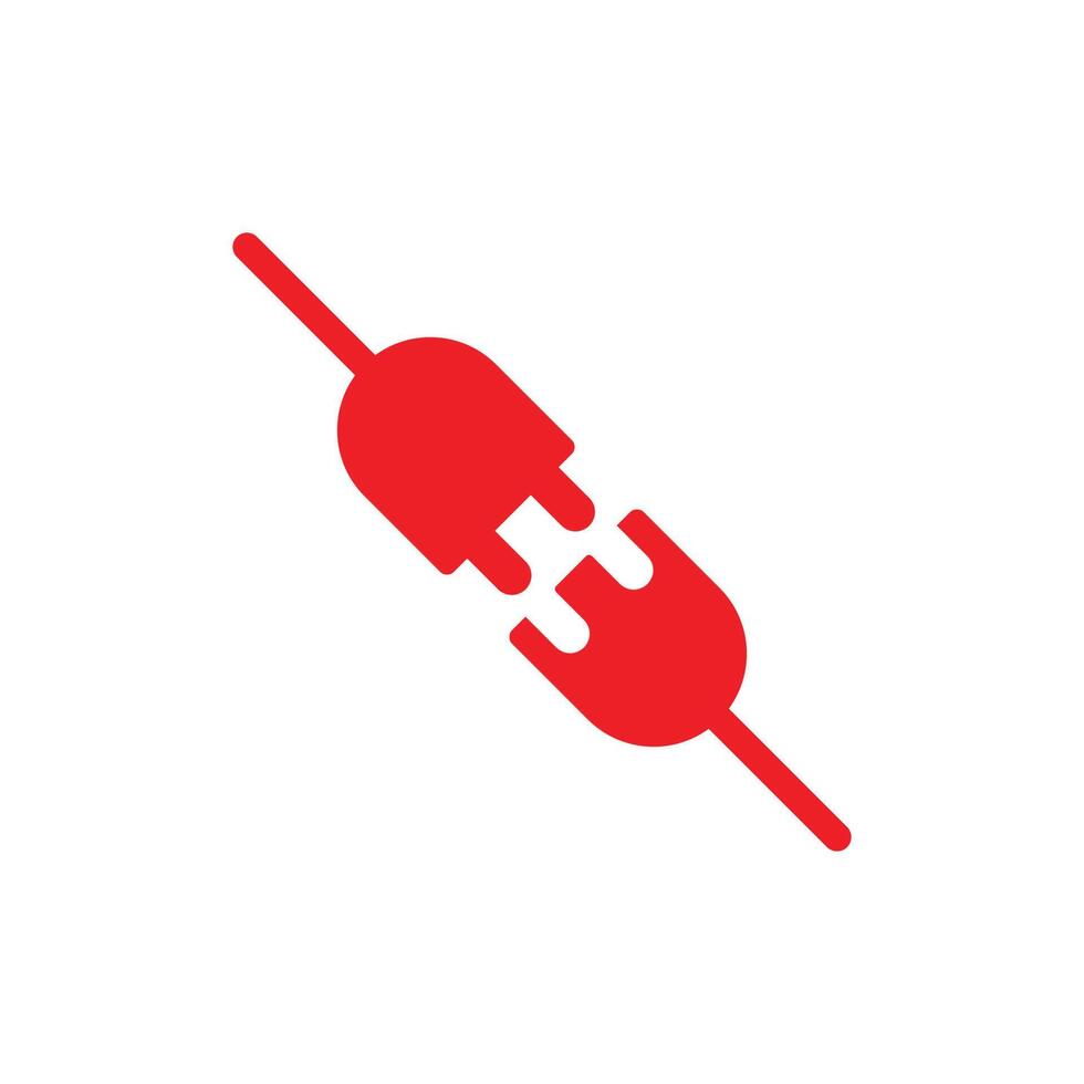eps10 prise électrique vectorielle rouge avec une icône d'art solide de prise isolée sur fond blanc. symbole de déconnexion dans un style moderne simple et plat pour la conception de votre site Web, votre logo et votre application mobile vecteur
