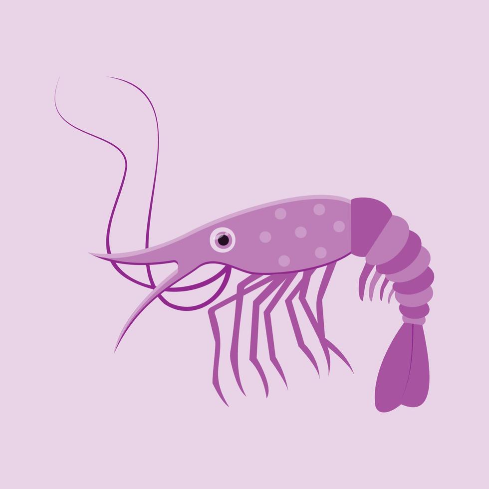 vecteur de crevettes mignon avec dégradé de couleur violet